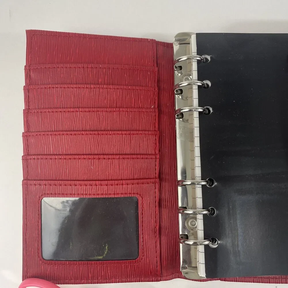Book of Days Red Bi-fold Binder Personal Compact Planner, 6 rings